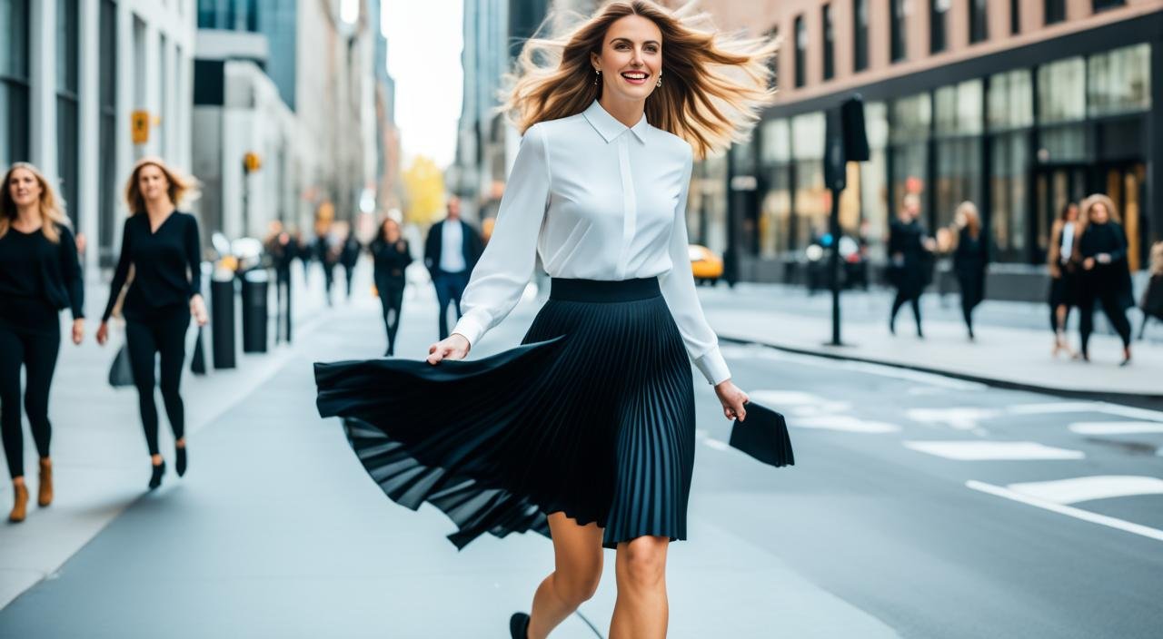 How to wear black pleated skirt